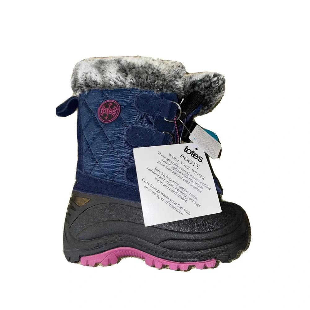 New kids size‎ 11 Totes waterproof shell fur lined navy blue Boots